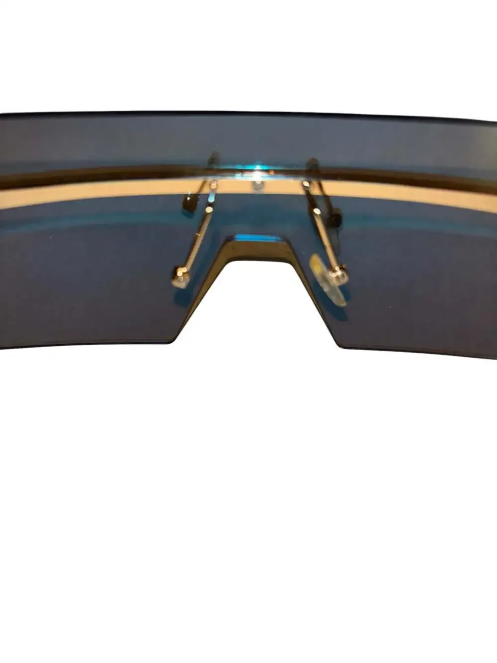 Oversized Flat Top Rimless Shield Gradient Blue Tint Sunglasses Model 5949